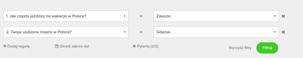 Analiza - filtrowanie wyników